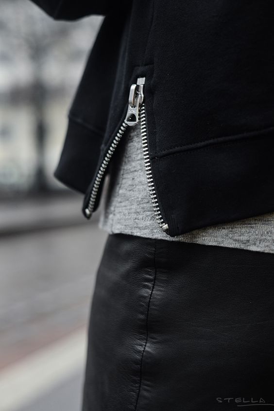 Grey, black and leather layers style inspiration