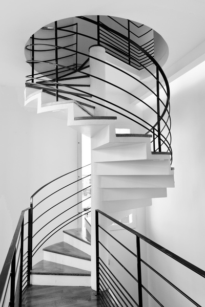 Black and white modern architecture staircase moodboard