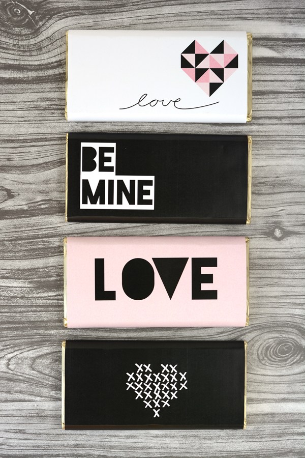 Printable design chocolate wrapping papers for Valentin's day