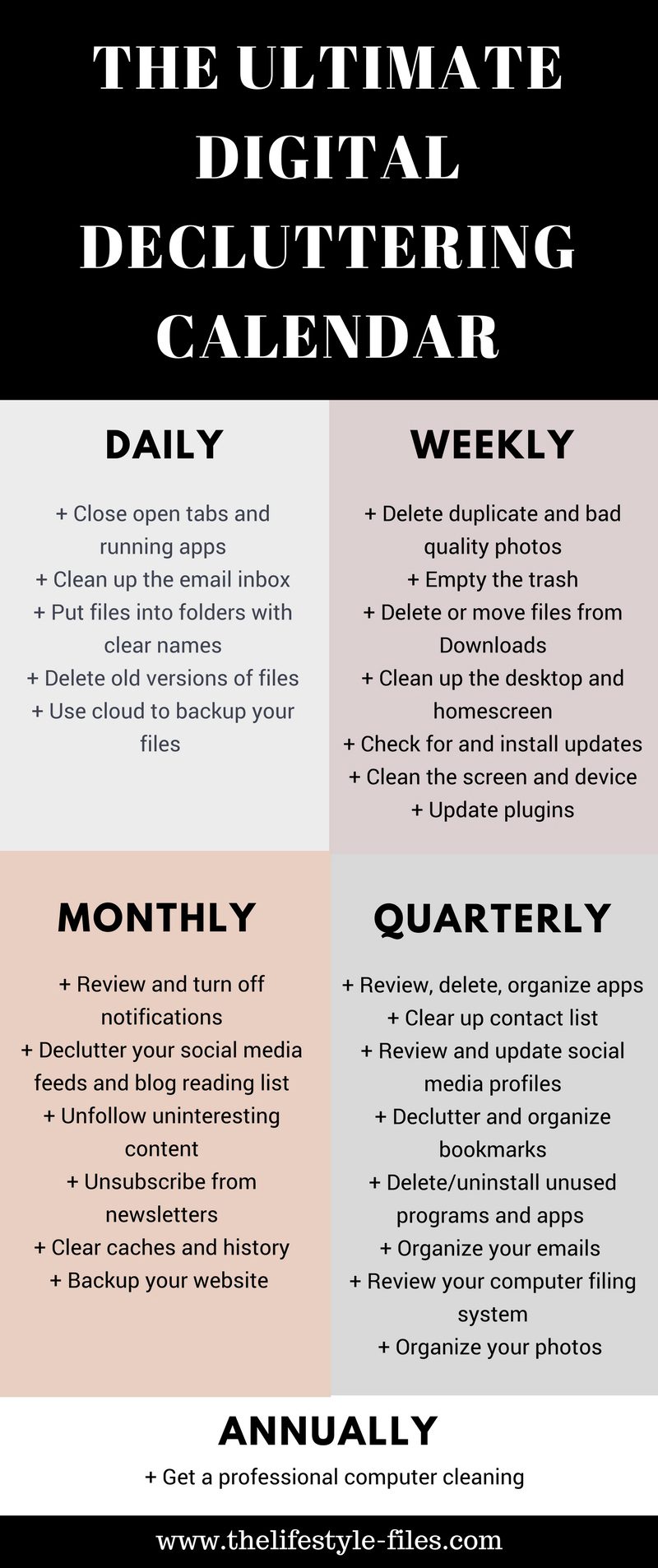 digital decluttering calendar